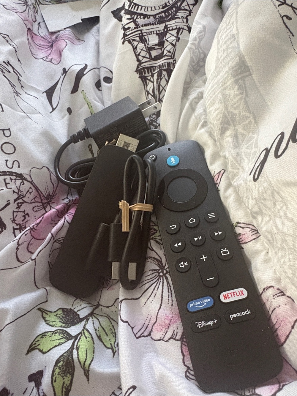 Amazon Black Streaming Stick with Remote and Power Cable